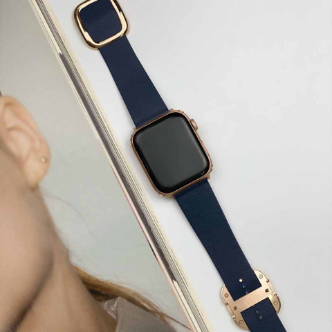 Кожаный ремешок Modern Buckle Leather для Apple Watch 38/40/41mm Gold/Midnight blue Кожаный ремешок Modern Buckle Leather для Apple Watch 38/40/41mm Gold/Midnight blue